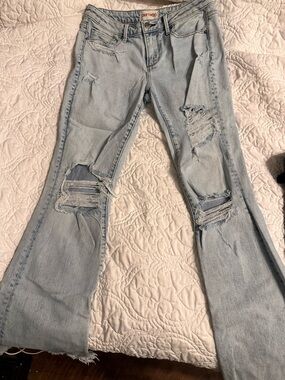 DRIFTWOOD Light Wash Ripped Flare Jeans